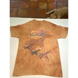 Vintage The Mountain Cave Art Horse Graphic T Shirt Large Southwest Tribal Tee